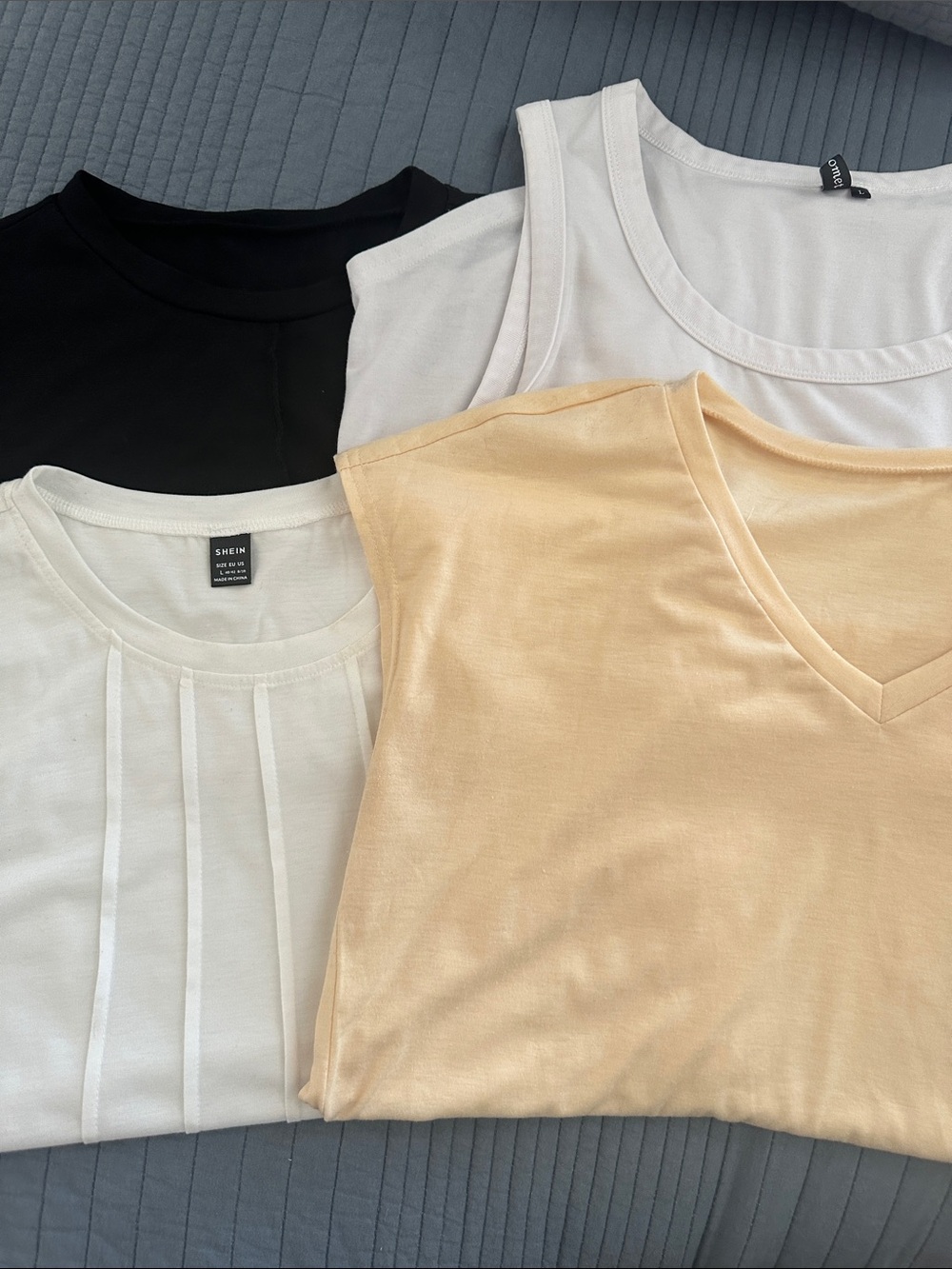 *Bundle* Basic V-Neck & Crew Neck Women's Tops - Yellow, White, Black